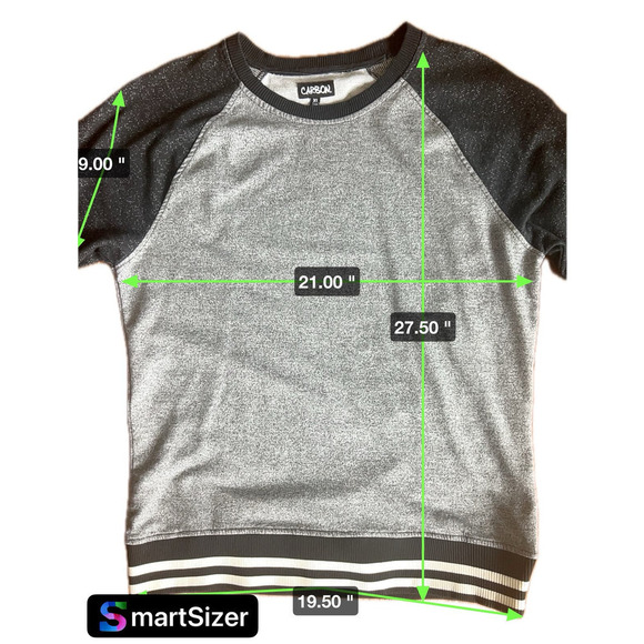 3/$27 Carbon Varsity Scoop Neck Sweatshirt, Heathered Gray/Black/White, size XL - Picture 8 of 9